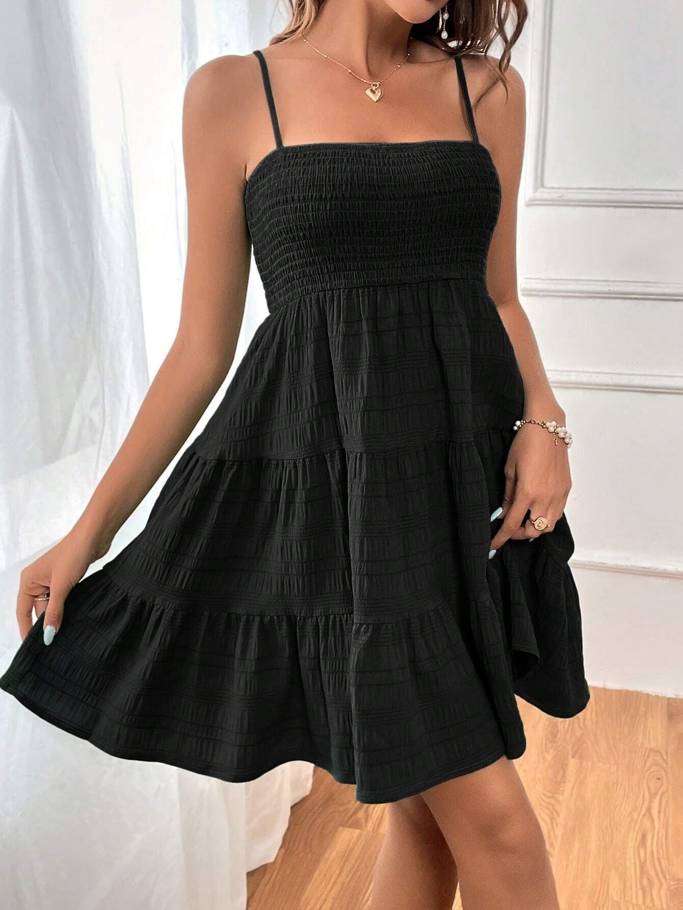 Wholesale Women's Summer Arrival Thin Sling Solid Color All-match Textured Dress